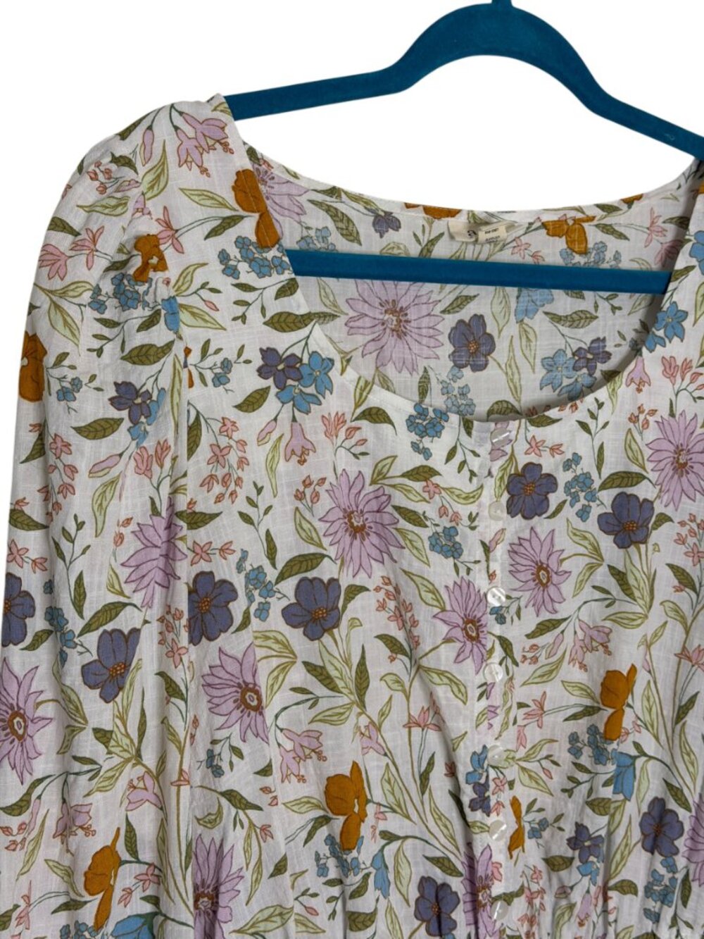 ana Blouse Shirt Top Peplum Puff Sleeve Peplum Button Front Floral M - Picture 2 of 7